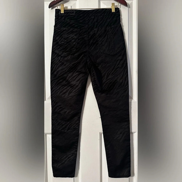 RAG & BONE Black Nina Zebra Stripe Skinny Ankle Jeans Sz 27 Exposed Zip Hi Rise - Picture 5 of 16
